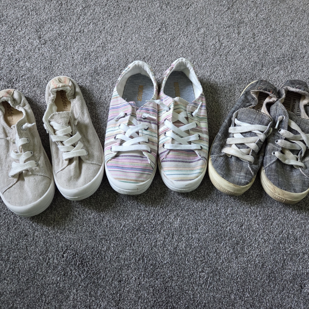 Set Of 3 Multicolor Slip On Sneakers